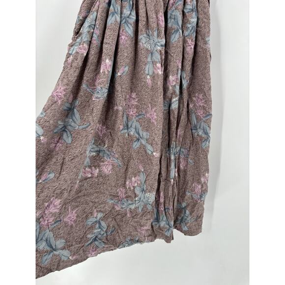 Ms Interpret Vintage Skirt Womens XS Pink Blue Floral Midi Pleated Pockets Zip - Picture 4 of 13